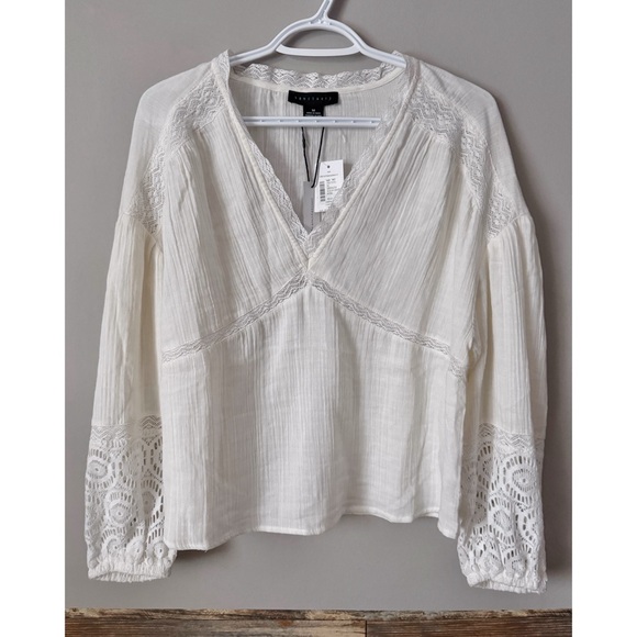 NWT Sanctuary Heirloom Gauze with Lace Popover Top - Picture 3 of 8